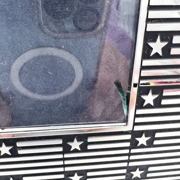 Tribute Silver Frame with Flags Holds Picture 2 in sq Slightly Imperfect Glass - Picture 2 of 6